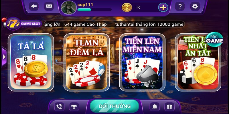 Đa dạng kho trò chơi đồ sộ khi tải 68 Game Bài APK